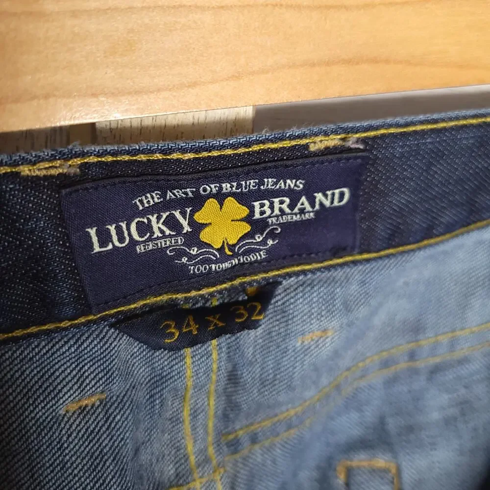 💛3/$15 Lucky Brand Vintage Straight Mens Jeans 34 34x32 35 waist Dark blue - Picture 5 of 9